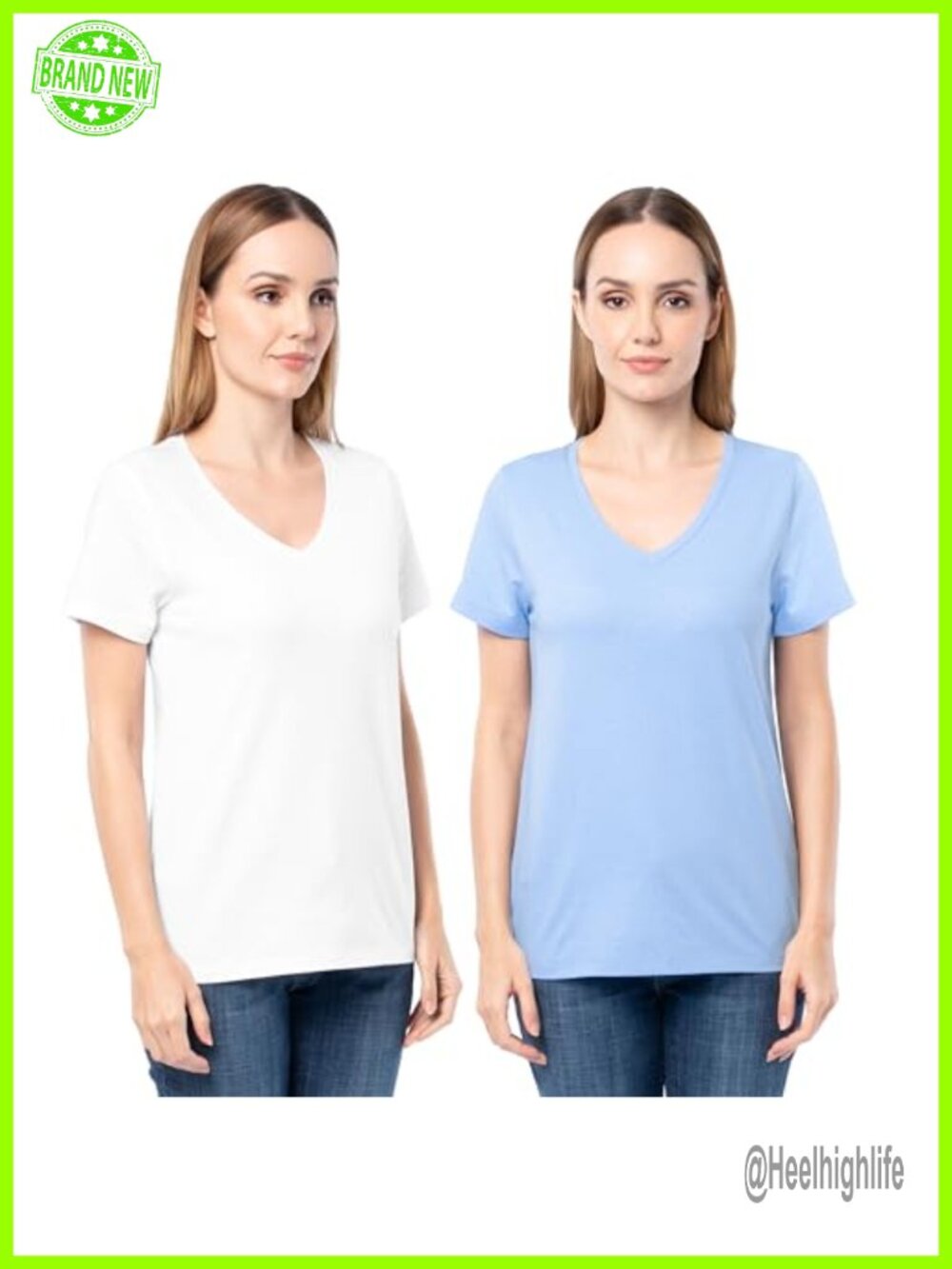 Fruit of the Loom Women's Short Sleeve V-Neck T-Shirt 2 Pack